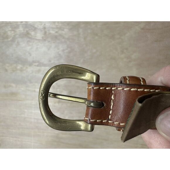 TRAFALGAR Brown Leather‎ BELT - Brass Buckle Simple Design 34” - Picture 3 of 6